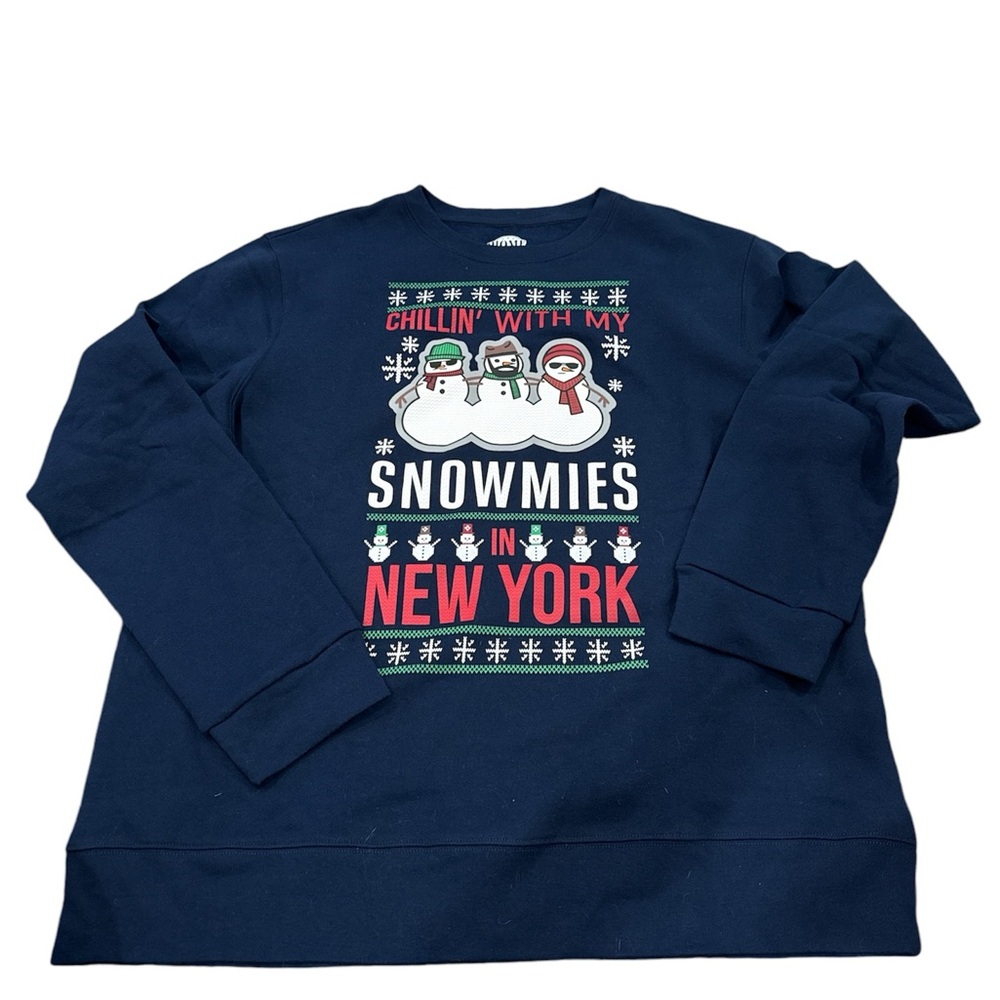 NEW Home Free Blue chillin w my Hommies New York Christmas Fleece‎ Sweatshirt  L